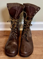 NOS 1953 Korean War US Army Leather Military Boots Size 15.5 XN 1617 Brown