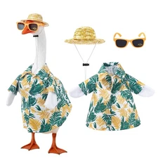 3 Pcs/Set Hawaiian Porch Goose Outfits Summer Porch Goose Clothes with Straw ...