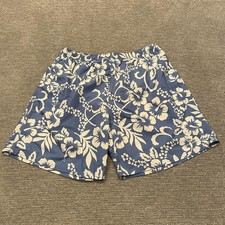 Ocean Pacific Swim Shorts Mens Large Blue Floral Hawaiian Board Trunks Pocket OP