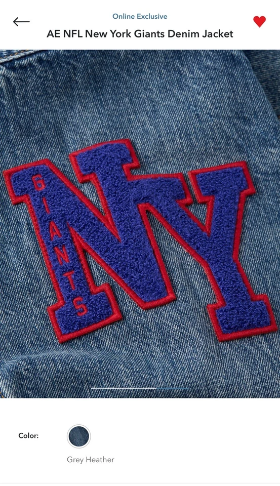 NFL - New York Giants - джинсовая куртка - ограниченный выпуск American Eagle - Изображение 4 из 4