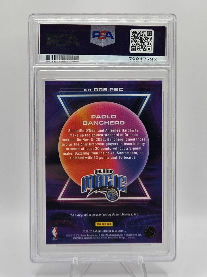 2022 Recon Paolo Banchero Rookie Auto PSA 8/10 Red /49 #RRSPBC Orlando Magic - Image 2 of 2