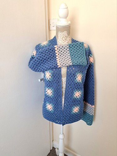 New Handmade Hand Chrochet Granny Square Women's Cardigan Size 14 - Picture 5 of 6