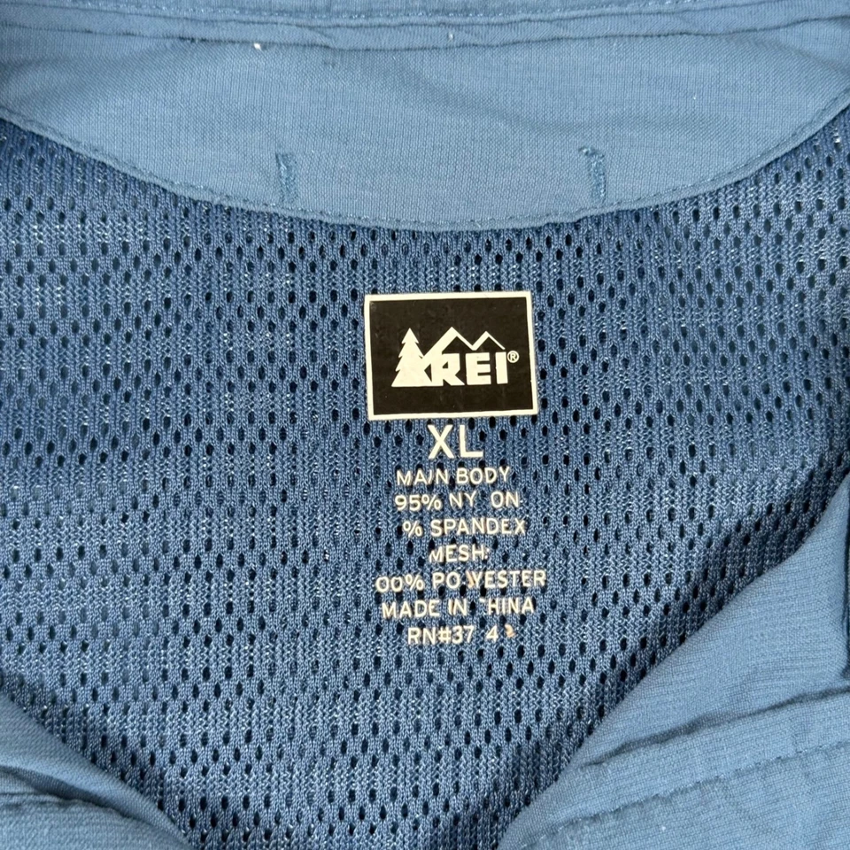Camisa cooperativa REI XL azul nailon manga corta abotonada exterior bolsillo defecto para hombre Foto 4 de 4