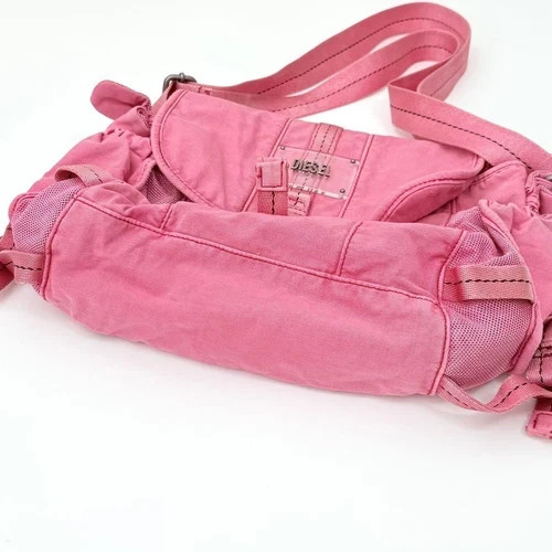 Bolso de Hombro Diesel Rosa Denim Malla - Y2K Años 2000 Raro De Colección - Imagen 3 de 6