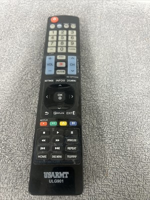 TV Blu-Ray DVD player Universal Remote Control by USARMT Model ULG901 LG