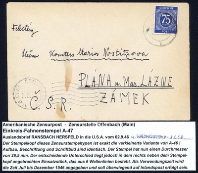 All. Bes. Brief mit US-Zensur WALDMICHELBACH in die C.S.R. [217]