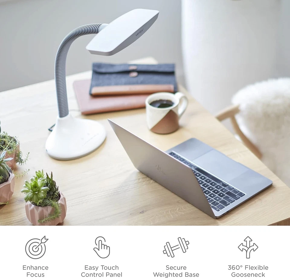 SmartLight Full Spectrum LED Desk Lamp with Adjustable Brightness, Flexible Goos - Image 3 of 4
