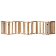 Freestanding 6-Panel Wooden Dog Gate 24 High Foldable Pet Barrier for Indoors
