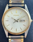 Vintage Pulsar By Seiko Men’s Presidential Style Watch Two Tone 35.5mm