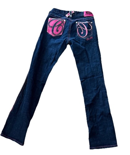 Coogi Vintage Y2K Embroidered Boot Cut Jeans 7 Low Rise Flare Dark Wash Colorful - Picture 13 of 13