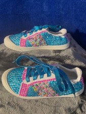 Glammed out Girls sneakers size 3 cotton candy colors with pink blue bling