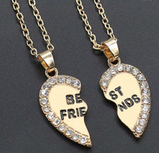 New 1 Pair Half Love Heart Pendant Best Friends Necklace Friendship Gift