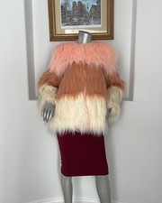 Story Of Lola London Women Faux Fur Coat Pink/gray/white Size Xs/s