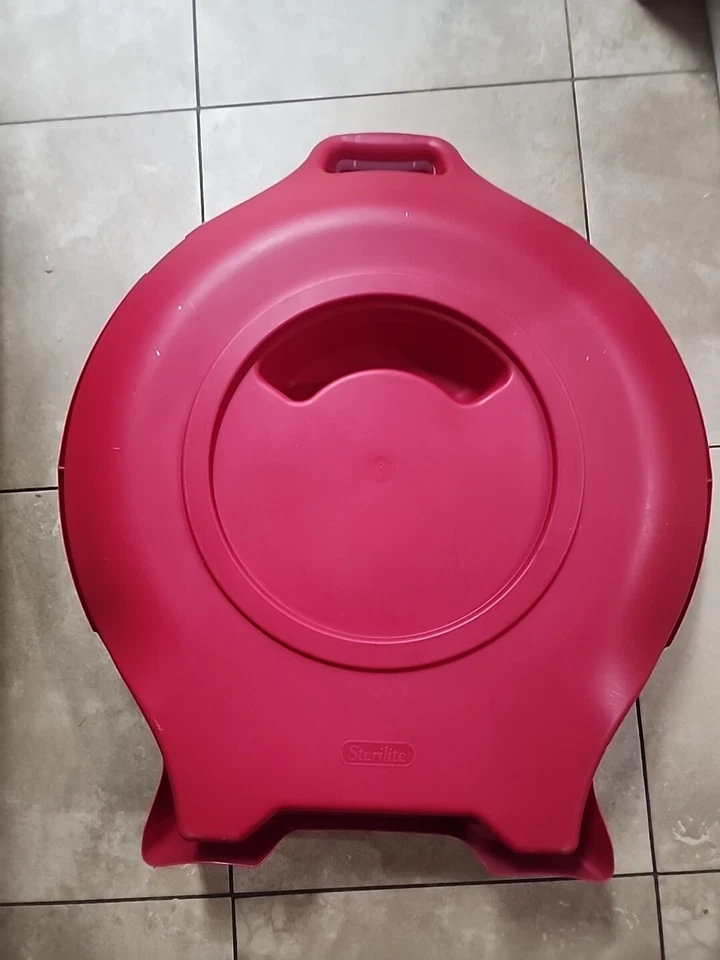 3X Red Sterilite Plastic 24” Wreath Storage Box Container w/Handle Holiday - Image 3 of 4