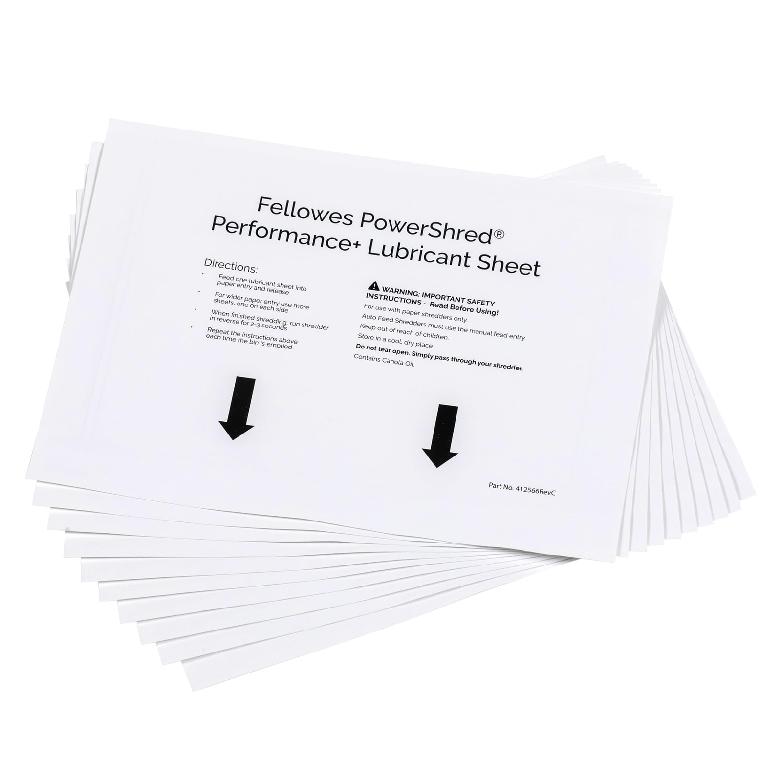 Fellowes Performance Shredder Lubricant Sheets 10 Pack for Smooth Operation