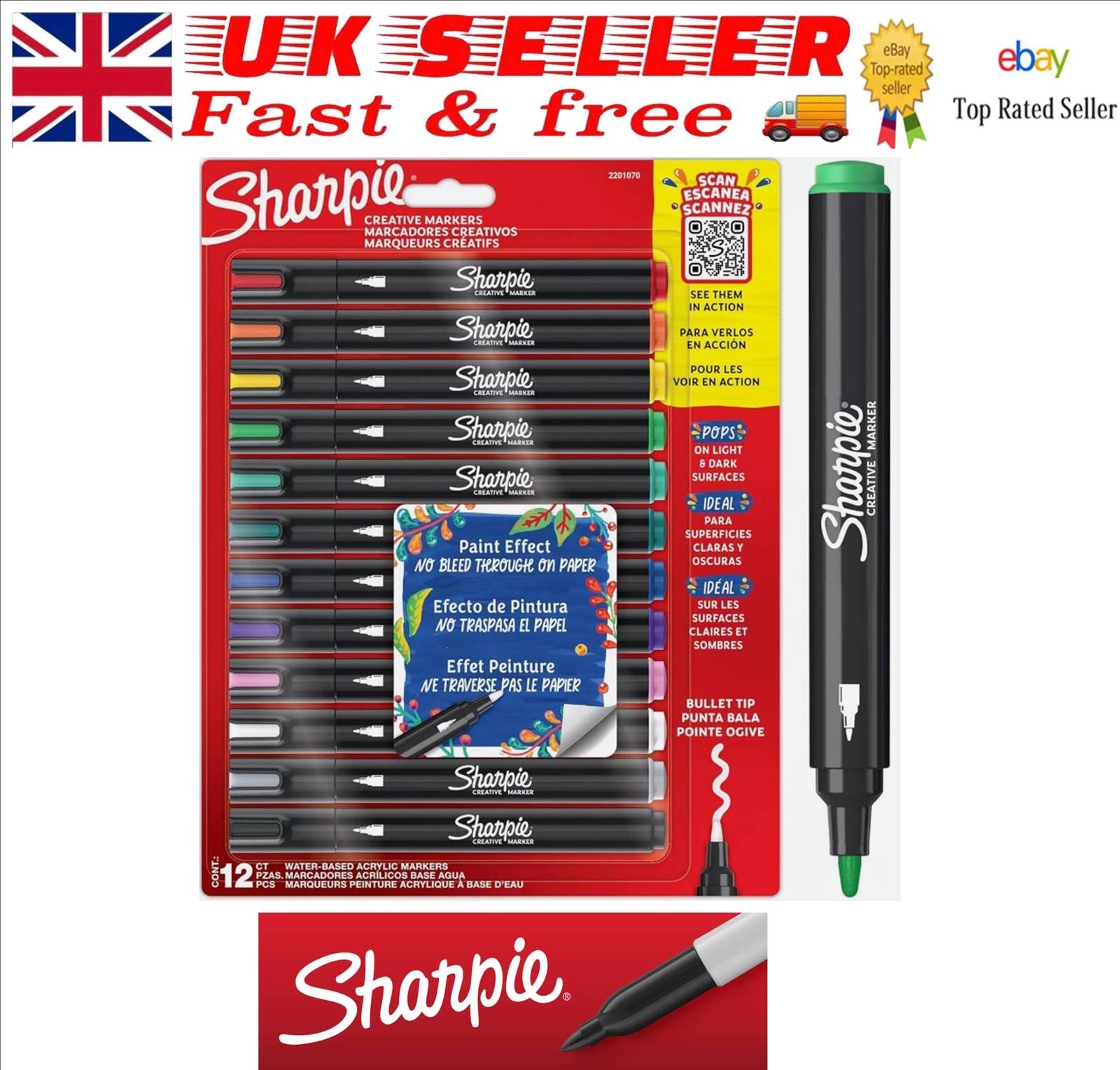 Sharpie Creative Marker Acrylic Paint Pens Water-Based Paint Markers