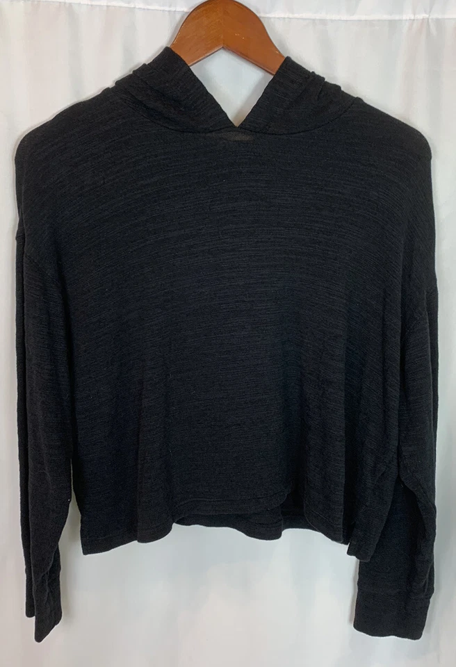 Acogedora sudadera con capucha recortada azul marino antigua para niñas talla XL 14-16 gris oscuro ropa activa Foto 4 de 4