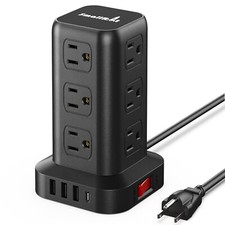 Extension Cord with Multiple Outlets, Surge Protector Power Strip Tower, 12 A...