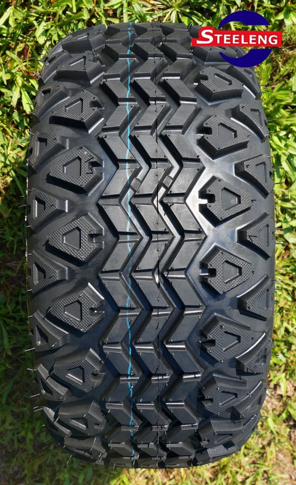 GOLF CART 10"x7" BLACK STEEL WHEELS and 20"x10"-10" ALL TERRAIN TIRES (4) - Image 2 of 3