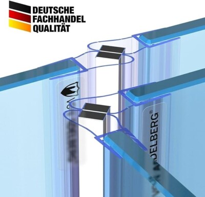 Magnetduschdichtung 90 Grad Winkel für Glasstärke 6 bis 8 mm, 2 Stück im Set