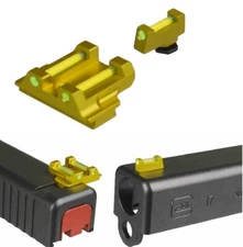 Gold Front Rear Sight 6.5mm Fiber Optic For Glock 17 19 22 23 24 26 27 31 34 35