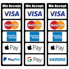 Credit Card Mobile Payment Sign Vinyl Sticker for Visa MasterCard Discover AmEx
