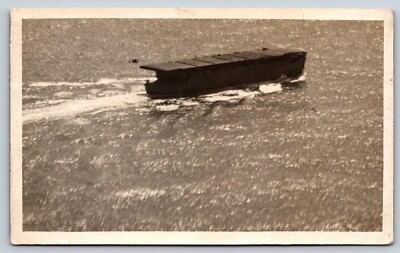 Vintage HMS Argus I49 British Aircraft Carrier Real Photo Postcard D2