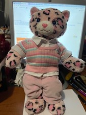 Build a Bear Pink Leopard Pawfect Kitty Cat Plush 18" Heart Stuffed Animal Toy