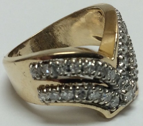 Vintage 14k Solid Yellow Gold 0.50ctw Fine Genuine Diamond 2 Row Band 8.2g Sz 6 - Imagen 2 de 7
