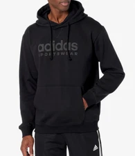 Adidas Black Performance Fleece Graphic Hooded Sweatshirt