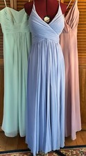 Haute Nites Light Blue Long Formal/Prom Dress Strappy Straps Size 5