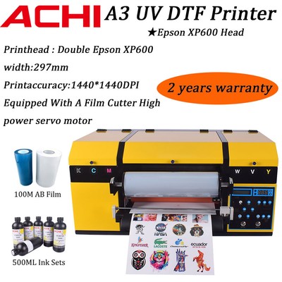 ACHI A3 EPSON XP600 Nozzle UV DTF Printer Machines AB Film 500 ml ink DIY CA