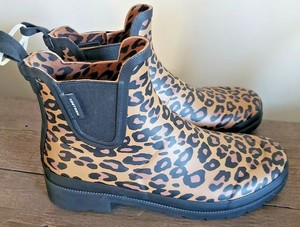 leopard ankle rain boots