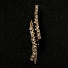 Vintage Black White Rhinestone Goldtone Hair Clip