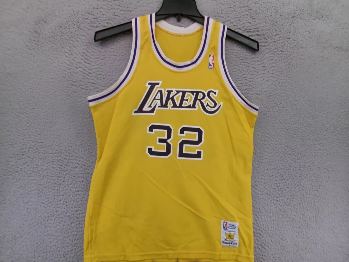 Vintage 80s Los Angeles Lakers Jersey Magic Johnson Medium MacGregor Sand  Knit