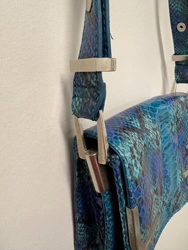 Nine West Blue, Black and Teal Convertible Crossbody Snake print bag - Picture 6 of 12
