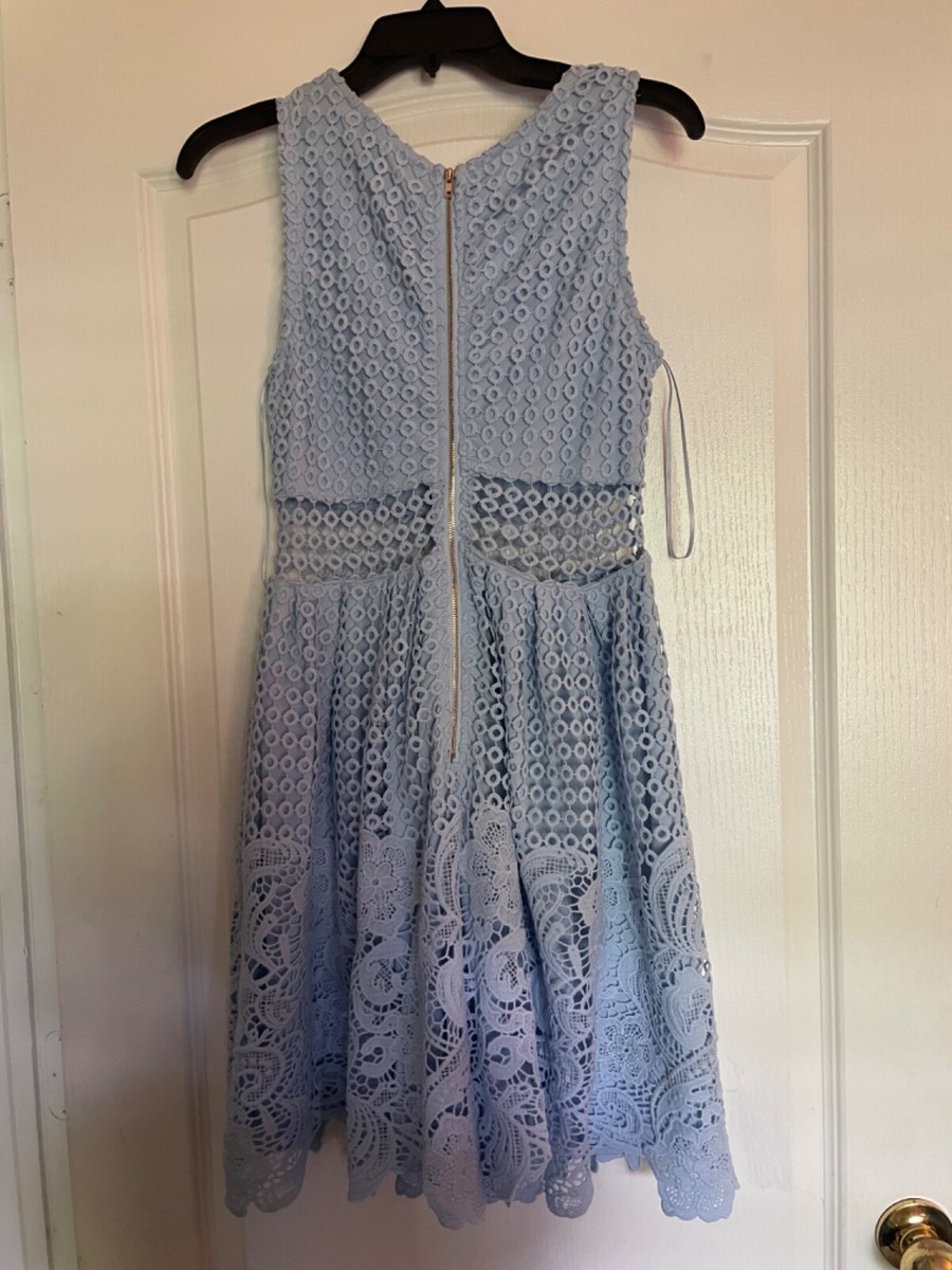 knee length dresses for ladies 21SIX Aurelia Lace Dress in Aqua main image 0