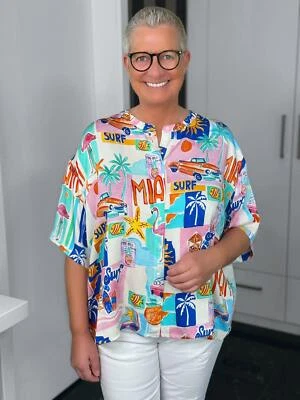 MILANO ITALY - Oversize Kurzarmbluse Miami / multicolour - Bild 1 von 4