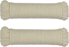 SteadMax 200 ft Natural Cotton Rope, Clothesline Cord, 1/4 inch 200ft, Beige