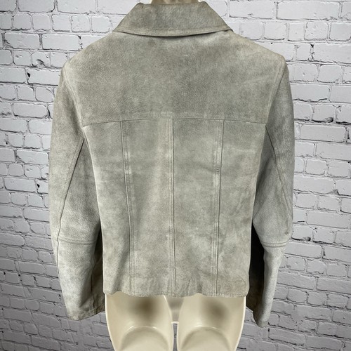 VTG Express Bleus Grey Genuine Suede Satin Lined Zipped Jacket Size Medium M - Picture 2 of 17