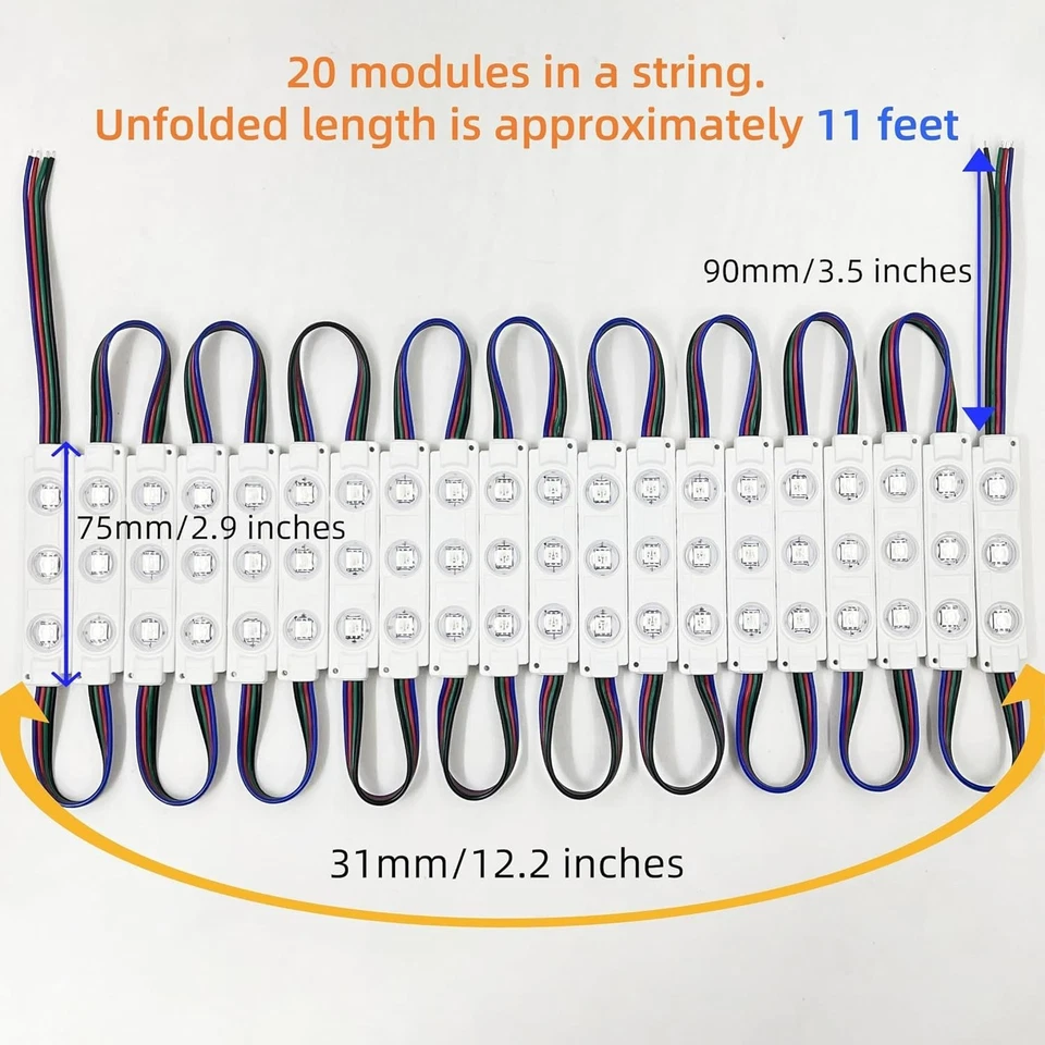 200PCS 5050 SMD RGB LED Module Kit 110FT LED Module for Storefront Window Signs - Image 3 of 4