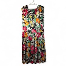 Ralph Lauren Floral Dress Sleeveless V-Neck Fit & Flare Midi Spring XL