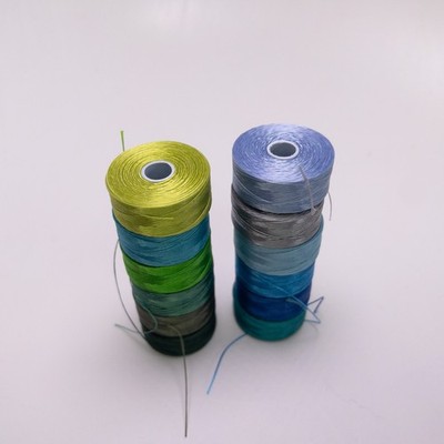 S-Lon Beading Thread D Mix - Under the Sea - 12 Bobbins Ocean Blues Greens