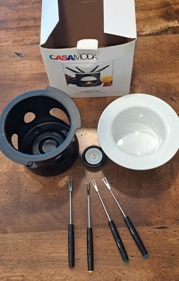 Casa Moda Fondue Dessert set with four colored forks in box