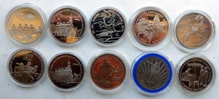 CCCP Russland Sowjetunion 10 Stück 1 3 Rubel Münzen Polierte Platte Kriegsmotive