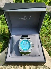 Android [Aragon] Chronograph AD586 Blue/Silver 45mm Diver Men's Watch w/ Case!!!
