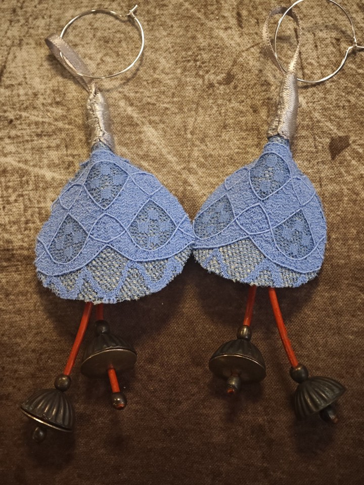 REDO Earrings Upcycled Denim Hoops Reclaimed Fashion Sustainable | eBay UK