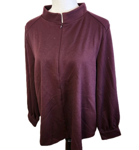 Talbots Womens 1X Passport Ponte Zip Mockneck Pullover Sweatshirt Burgundy Red - Picture 13 of 18