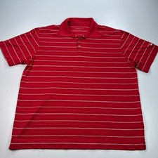 Nike Golf Polo Shirt Mens Extra Large XL Red Striped Lightweight Dri Fit