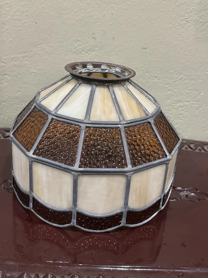 Винтажный Tiffany стиль витраж абажур янтарный белый потолочное крепление - Изображение 4 из 4